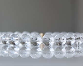 Clear Crystal Quartz Bracelet: Gemstone Stacking Stretch Bracelet