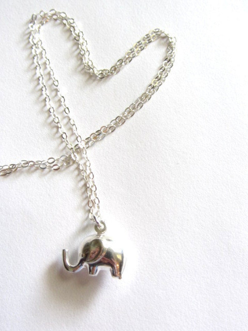 Tiny Elephant Necklace Sterling Silver Elephant Necklace Etsy
