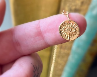 Gold Evil Eye Necklace: Good Luck Charm Pendant