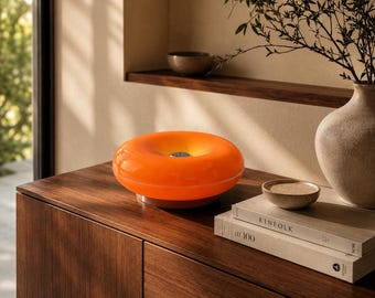 Orange Donut Mushroom Lamp, Retro Space Age Ambient Lighting