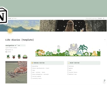 Modello di organizzazione della vita per Notion | Dashboard estetica all-in-one | Produttività e cura di sé (Spagnolo/Español)