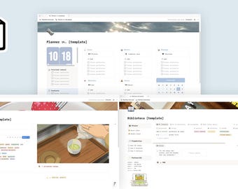Modello di agenda settimanale per Notion | Strumento per la preparazione dei pasti e la lista della spesa | Dashboard per il registro dei libri (Spagnolo/Español)