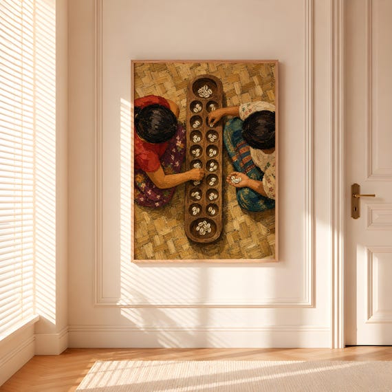 Sungka Printable Wall Art (Digital Download) | Filipino Traditional Game Painting | Philippine Culture Decor