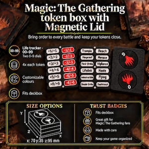 MTG-Zähler-Set | Stärke-/Widerstandskraft- und Fähigkeitszähler | Lebenspunktezähler 00–99 | Magnetisches Etui | MTG-Zubehör