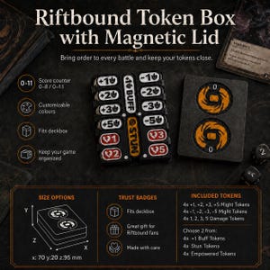 Riftbound Token-Set mit Punktezähler | Magnetisches Etui | TCG-Zubehör