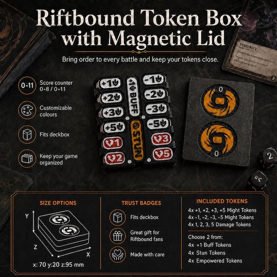 Kit de Tokens para Riftbound com Contador de Pontos | Caixa Magnética | Acessório para TCG