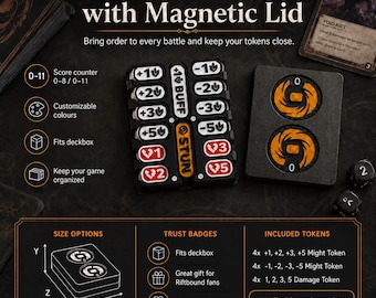 Riftbound Token Kit | Point Counter Box | Riftbound Tokens | Magnetic Lid Storage Case | Card Game Accessory