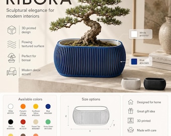 Ribora Bonsai-Topf | Moderner Deko-Pflanztopf mit herausnehmbarem Einsatz | Bonsai-Topf | Geschenkidee für Zuhause