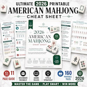 2026 American Mahjong Cheat Sheet Printable, Mahjong Guide PDF, Beginner Mahjong Help, Mah Jong Reference Guide, Instant Download