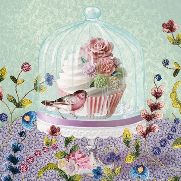Cupcake in glass x 2 - Paper Napkins Serviettes for decoupage mixed media art parties