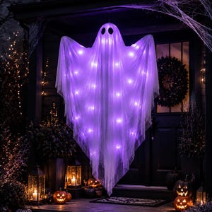 Halloween Ghost LED String Lights, Glowing Ghost Hanging Decor, Outdoor Garden Party Decoration, Spooky Yard Lights, Halloween Porch Decor