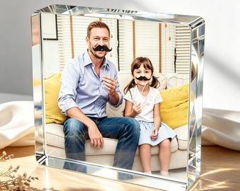 Bloque de fotos acrílico personalizado, placa fotográfica cuadrada y en forma de corazón personalizada, marco de escritorio con texto personalizado para recuerdos familiares, regalo de aniversario.
