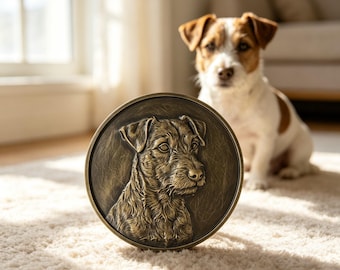 Custom Pet Portrait Memorial Plaque, Personalized Dog Relief Medallion, Vintage Bronze Texture Desk Ornament, Personalized Dog Photo Sign