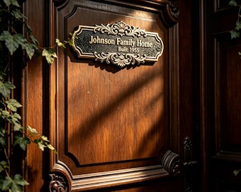 Custom Engraved Antique Brass Door Plaque, Personalized Family Name Sign, Custom Name Plate, Doorplate, Address Sign, Vintage Home Decor