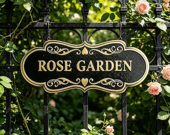 Custom House Address Plaque, Custom Engraved Vintage Metal Door Sign, Black & Brass Custom Text Address Sign, Personalized House Door Sign