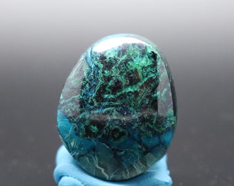 Chrysocolla and Malachite Freeform cabochon