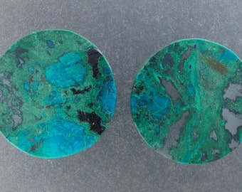 Chrysocolla Malachite 13/16" one pair gemstone ear plug