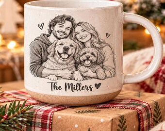 Custom Photo Gift, Personalized Pet Portrait Ceramic Mug, Custom Dog Cat Keepsake Coffee Cup