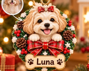 Personalized Pet Portrait Ornament, 3D Relief Acrylic Keepsake, Dog Cat Gift