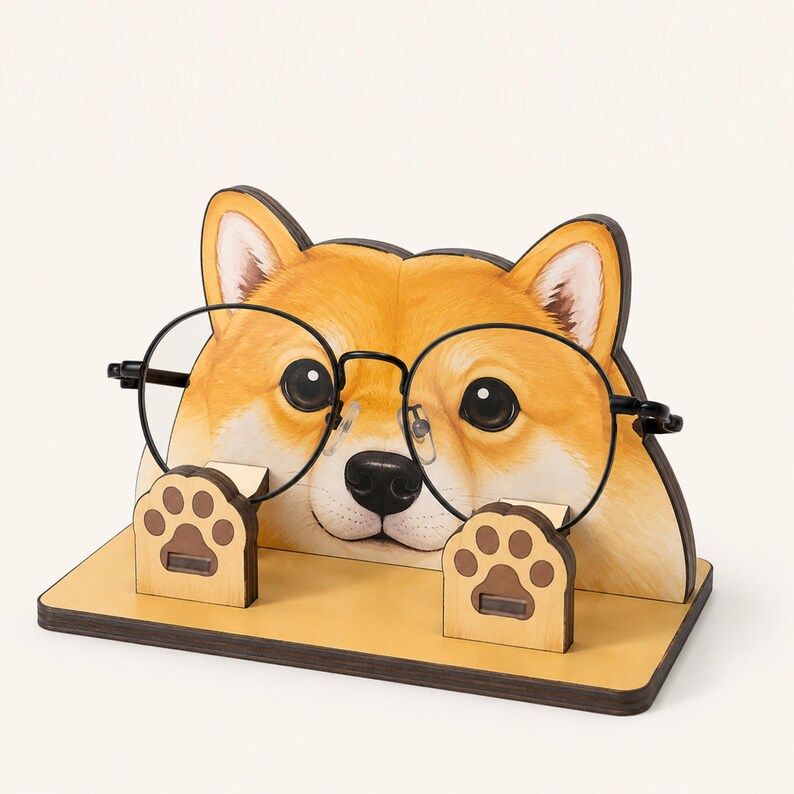 Personalized Wooden Dog Glasses Holder, Custom Pet Name Eyewear Stand image 2