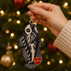 Adorno personalizado de pez betta, adorno acrílico en relieve 3D con nombre de pez personalizado, regalo de Navidad para amantes de los acuarios, decoración de pez ángel
