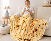 Custom Name Burrito Blanket, Funny Food Throw Blanket, Soft Taco Blanket, Birthday Gift for Kids Adults, Hamburge Blanket, Egg Blanket