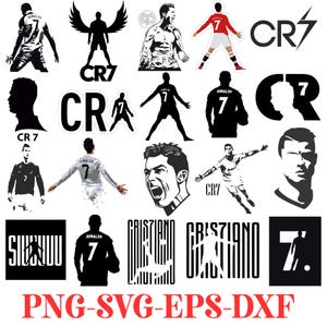 Cristiano Ronaldo Clipart-Bundle: CR7 Fußball PNG, SVG, DXF, eps (Digitaler Download)