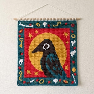 Wizard Cat and Crow Crochet Wall Hanging Patterns (Bundle) (PDF Download)