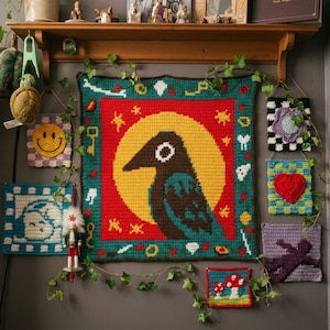 Wizard Cat and Crow Crochet Wall Hanging Patterns (Bundle) (PDF Download)