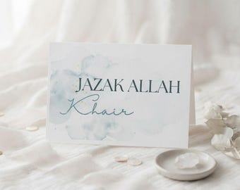 Carte JazakAllah Khair - Carte de remerciement - Note d'appréciation islamique