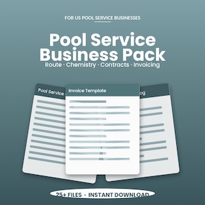Pool Service Business Templates Bundle | Route Log, Chemistry, Contract, Invoice & CRM | Editable Google Sheets PDF Instant Download