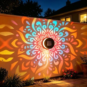 Lampe de jardin extérieure solaire, lampe imperméable à motif mandala, lampe de paysage à LED couleur, lampe de jardin décorative, veilleuse d'ambiance