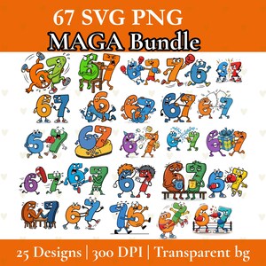 67 SVG PNG-paket, roliga Six Seven meme-designer (digital nedladdning)