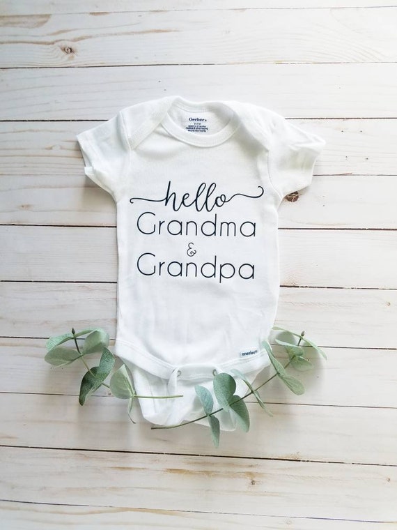 hello grandma and grandpa onesie