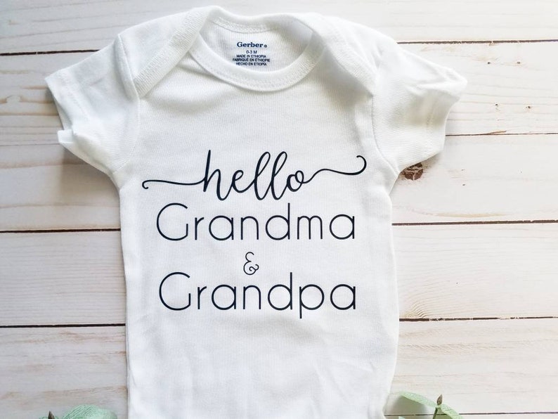 Download Hello Grandma and Grandpa Announcement Onesie® Baby | Etsy