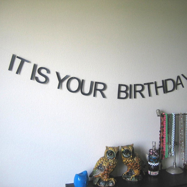 Birthday Banner, It Is Your Birthday, Dwight Schrute, The Office, Photo Prop, Happy Birthday, Funny Birthday, Black Banner, Kelly Kapoor