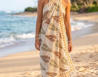 Sarong de algodón con estampado a mano, pareo botánico para la playa, bufanda ligera de algodón, ropa de resort, pareo de baño para mujer.