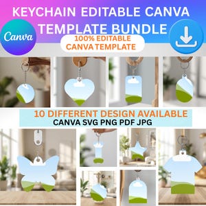 10x Keychain Canva Editable Templates Rectangle & Circle Keychain Sublimation Motel Keychain Canva Frames Drag And Drop Digital Download