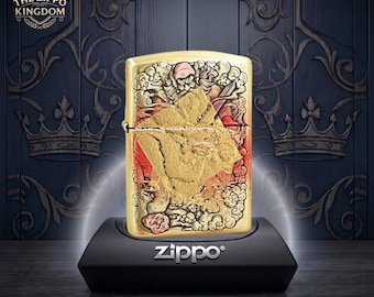 Mythic Warrior Engraved Windproof Lighter, Textured Gold and Red Relief Art Display Piece, Unique Eastern Heritage Birthday Gift for Him