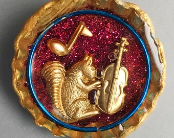 Musical Squirrel Whimsical Faux congressional Pin