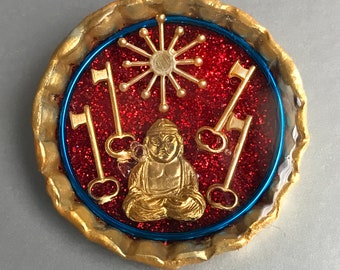 Whimsical Faux congressional/representative  Medals Buddha Key Enlightenment