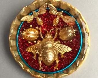 Whimsical Faux congressional/representative  Medals Bee Moth Ladybug