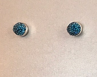 Tiny Blue Bubbles Titanium Post Earrings
