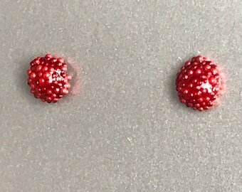Tiny Strawberry Red Bubbles Titanium Post Earrings