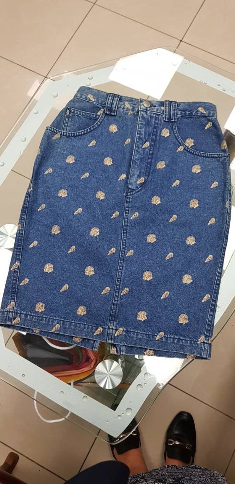 Jeans skirt high waist vintage