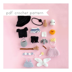 Halloween Costumes for mini dress up doll amigurumi pattern. Pdf crochet pattern. COSTUMES ONLY
