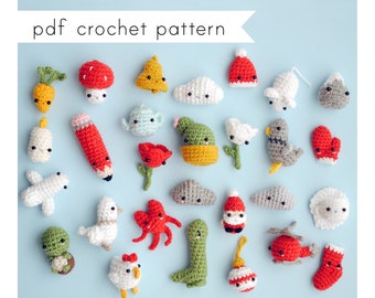 24 tiny amigurumi pattern. Pdf crochet pattern. Mini amigurumi part 2.