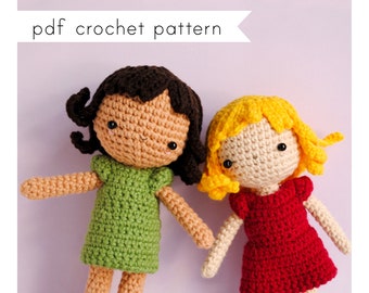 Padrão de boneca amigurumi – Tutorial em PDF de menina de crochê fofa