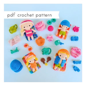 Summer Mini dress up doll amigurumi pattern. Pdf crochet pattern