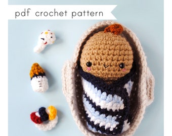 Baby Basket Amigurumi pattern. Pdf crochet pattern.